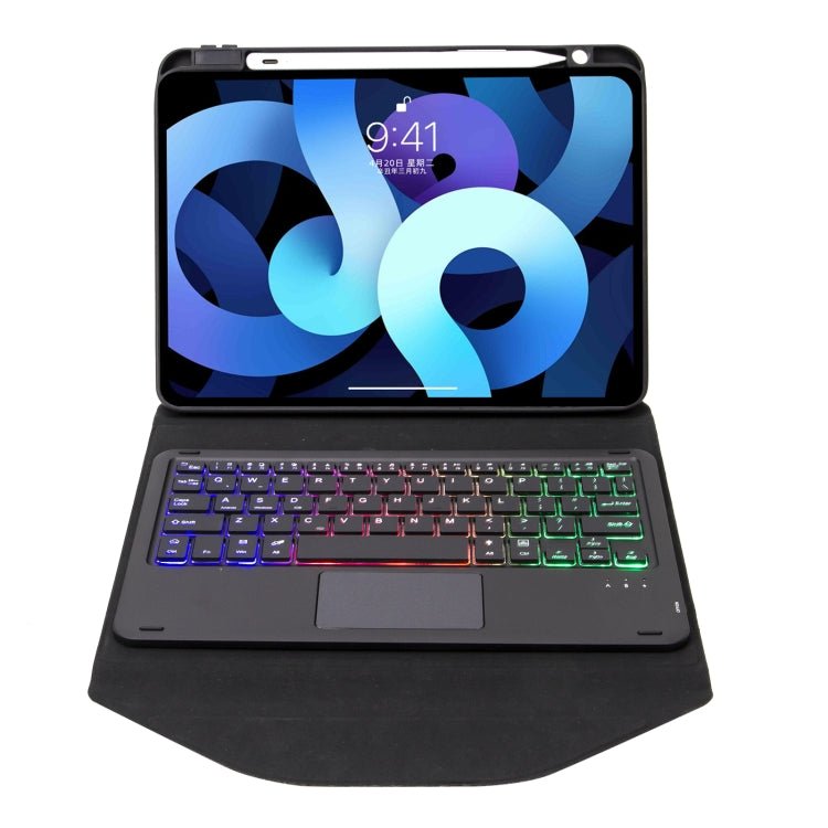 Z11B - AS Pen Slot Touchpad Backlight Bluetooth Keyboard Leather Tablet Case, For iPad Pro 11 2021/2020/2018, For iPad Air 11 2025 / 2024 / Air 5 / Air 4, For iPad 10.2 2021/2020/2019 - ORIWHIZApple AccessoriesiPad KeyboardiPad Keyboard Universal