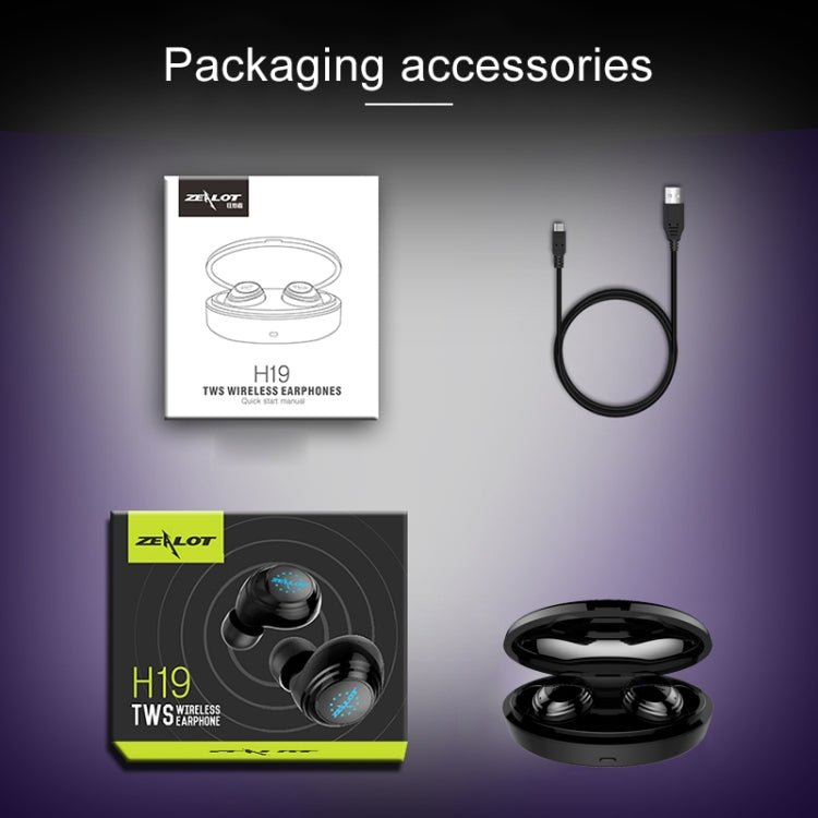 ZEALOT H19 TWS Bluetooth 5.0 Touch Wireless Bluetooth Earphone with Magnetic Charging Box, Support HD Call & Bluetooth Automatic Connection, H19 - ORIWHIZ