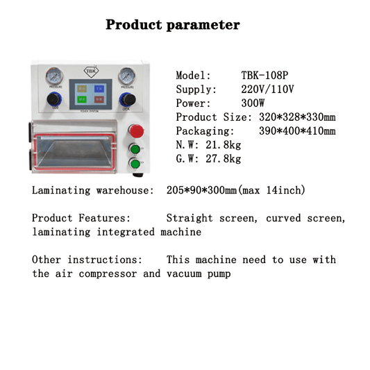 TBK 108P Vacuum Pressing Machine Intelligent Laminating Machine LCD Screen Repair Equipment,oca laminating for sumsang IP HuaWei
