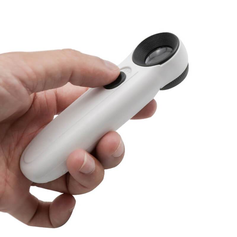 20X 21mm Straight Handle Magnifying Glass loupe with 2 LED Lights Illuminated Pocket Magnifier for Analysis Iridology MG6B-1B - ORIWHIZ