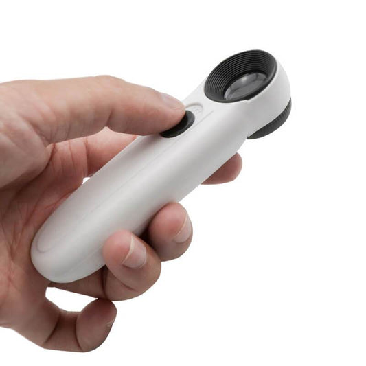 20X 21mm Straight Handle Magnifying Glass loupe with 2 LED Lights Illuminated Pocket Magnifier for Analysis Iridology MG6B-1B - ORIWHIZ
