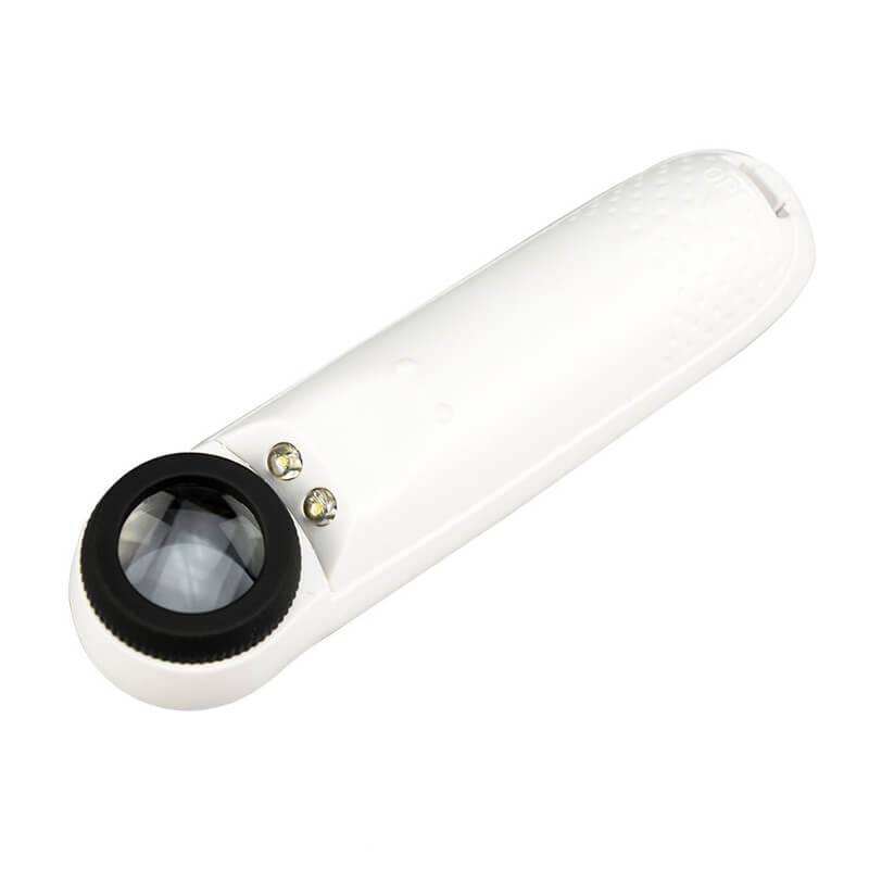 20X 21mm Straight Handle Magnifying Glass loupe with 2 LED Lights Illuminated Pocket Magnifier for Analysis Iridology MG6B-1B - ORIWHIZ