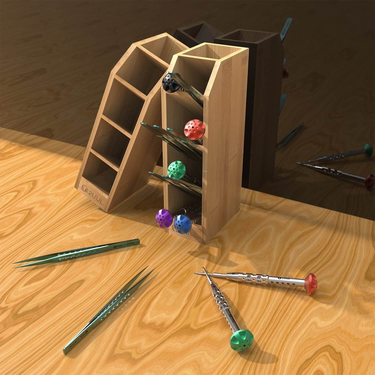 2UUL ST01 Bamboo Tool Storage Rack Multifunctional Phone Repair Tool - ORIWHIZ