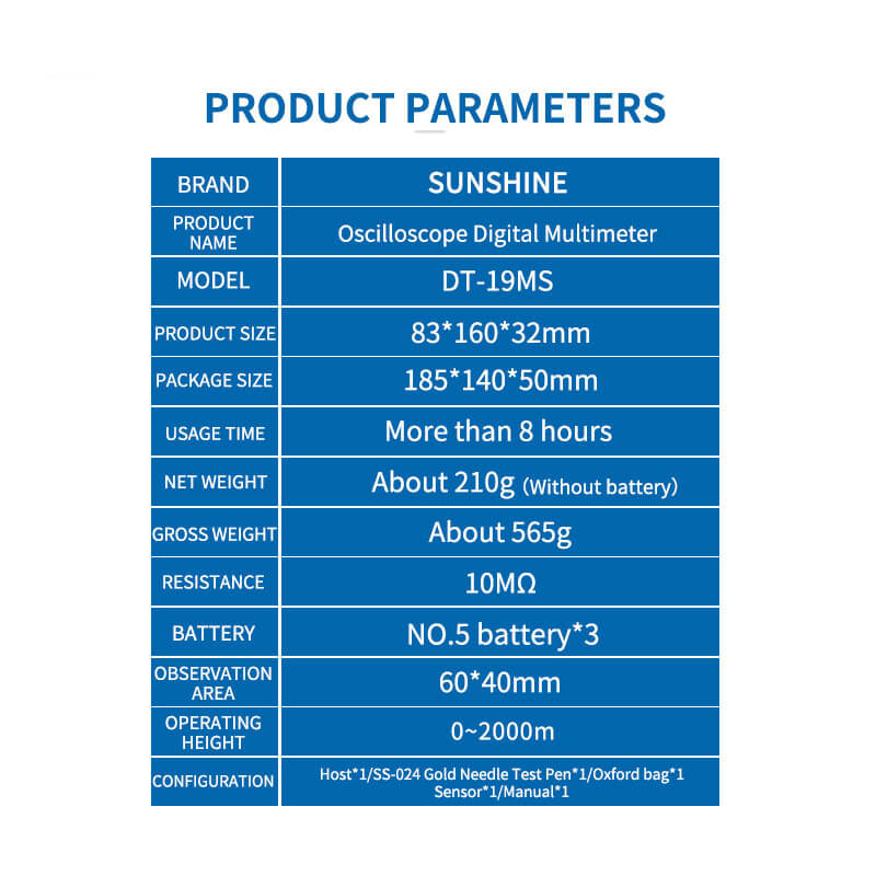 SUNSHINE DT-19MS 2 in1 Handheld Oscilloscope Digital Multimeter For Mobile Phone Repair Tester multifunction LCD Display Meter