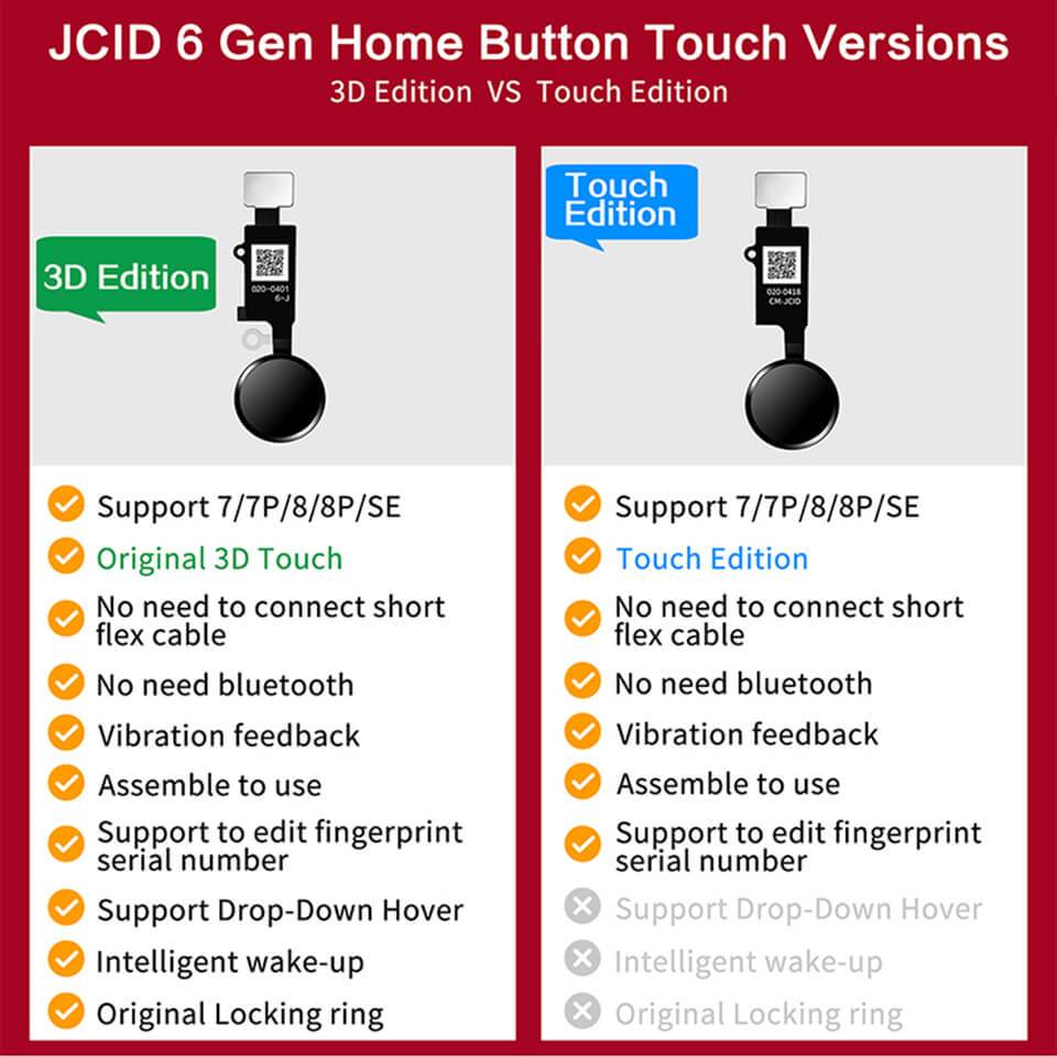 JC Universal Return Key 6 Gen Touch Panel Cable for iPhone 7 7P 8 8P Home Button Return Working Universal Fingerprint Flex Cable Repair - ORIWHIZ