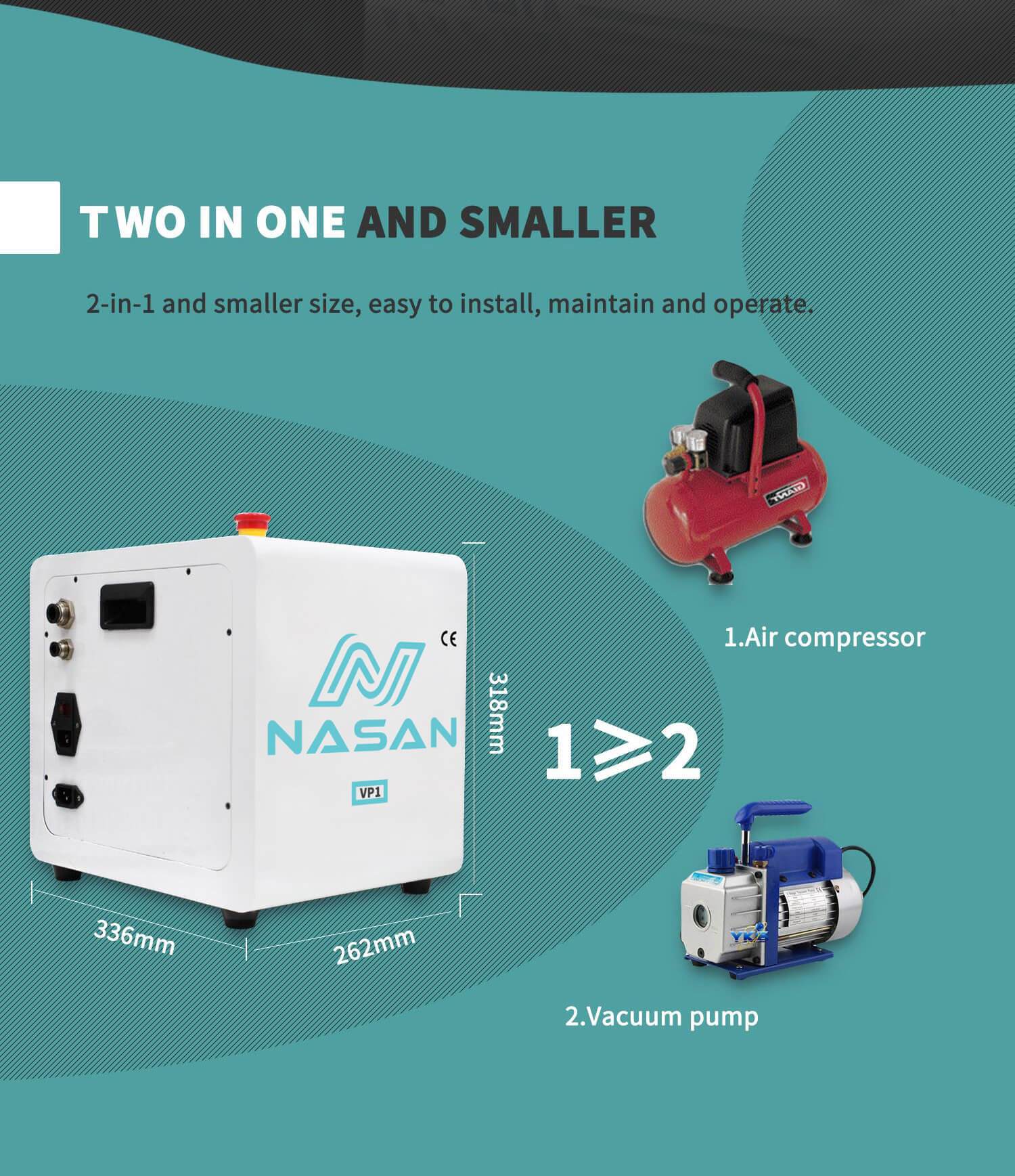 NASAN VP1 2 IN 1 Air Compressor Machine With Vacuum Pump For LCD Repair Machine - ORIWHIZ