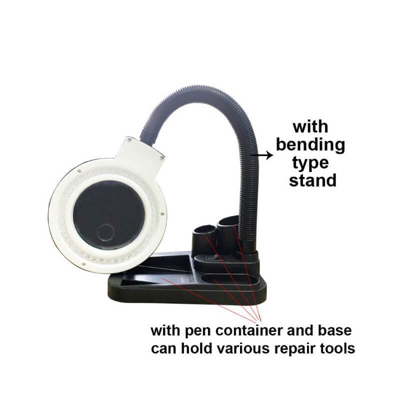 Portable Led 5x 8x Magnifier Table Lamp A808 With Pen Container And Base - ORIWHIZ