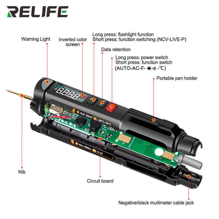 RELIFE DT-01 Smart Pen Type Multi-Function Mini Multimeter Non-Contact Tester Phase Sequence Meter For Mobile Phone Repair Tools - ORIWHIZ