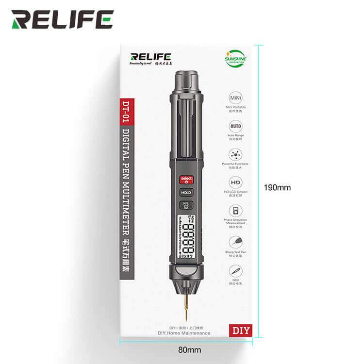 RELIFE DT-01 Smart Pen Type Multi-Function Mini Multimeter Non-Contact Tester Phase Sequence Meter For Mobile Phone Repair Tools - ORIWHIZ