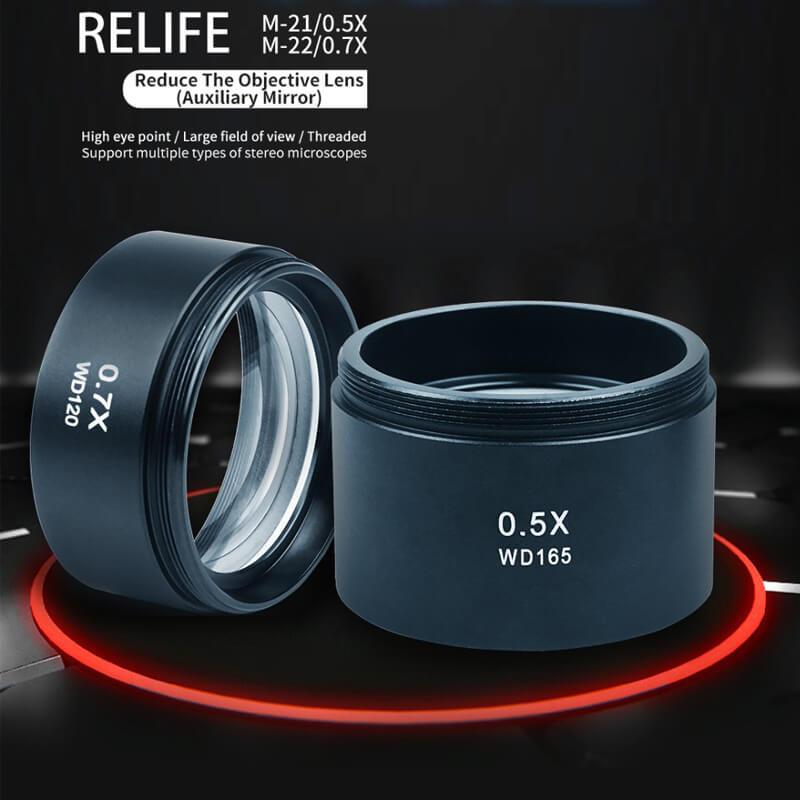 RELIFE M-21 M-22 0.5X 0.7X Auxiliary Objective Lens for Zoom Stereo Microscope Thread 48mm for Trinocular Microscopio - ORIWHIZ