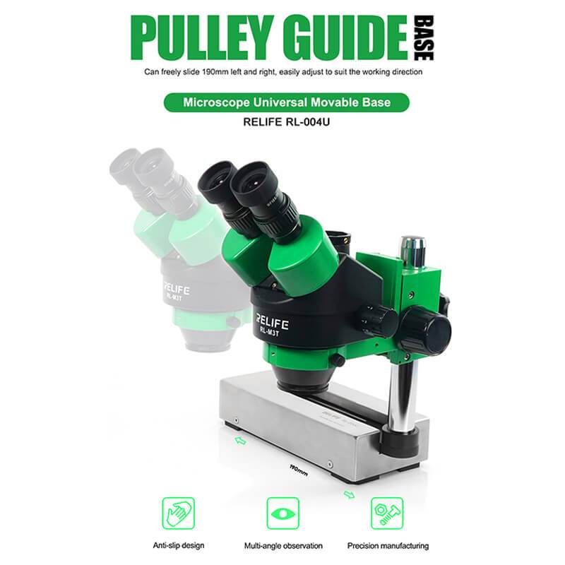 RELIFE M3T Trinocular Microscope with RL-004U Universal Movable base Stand 7X-45X Stereo Microscope Zoom Adjustable for Repair - ORIWHIZ