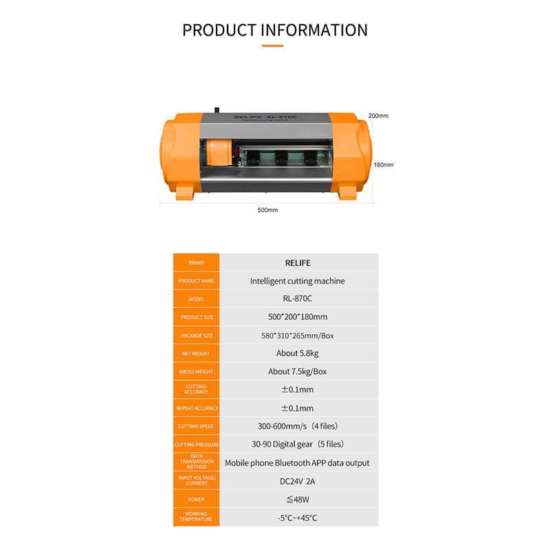 RELIFE RL-870C Intelligent Mobile phone Screen Protection Cutter Hydrogel Films plotter/Matt filters Cutting Machine for iphone - ORIWHIZ