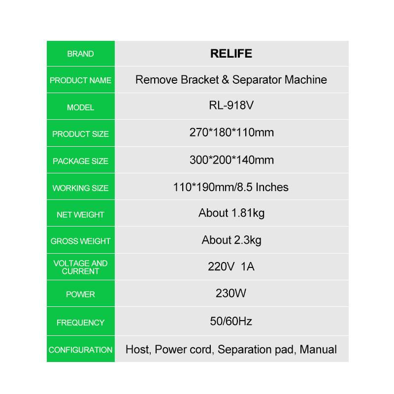 Relife RL-918V machine vacuum screen separator, integrated pump, LCD max8.5 ", maintenance tool, disassembly - ORIWHIZ