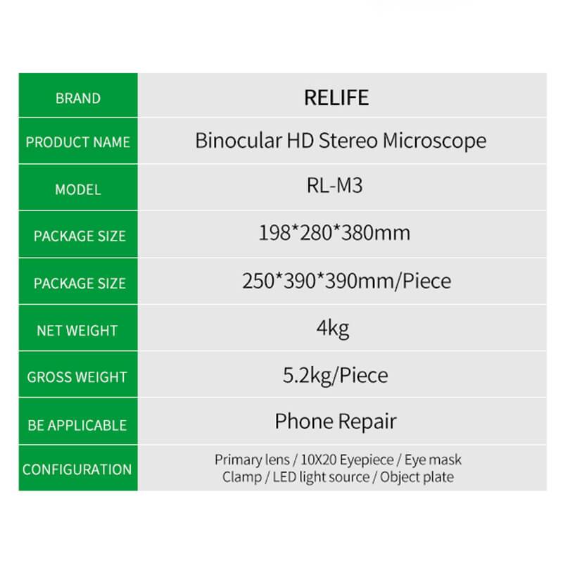 RELIFE RL-M3-B1 LED light dust mirror microscope 7X-45X zoom HD camera stereo binocular microscope - ORIWHIZ
