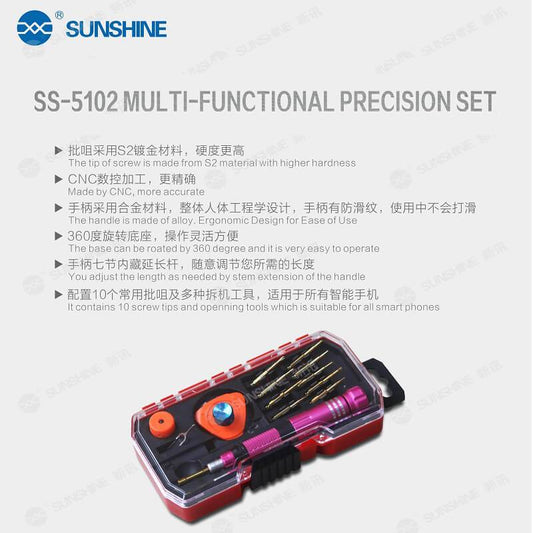 SUNSHINE Precision Screwdriver Set 10 in 1 Hex Torx Repair Tool Set Kit Open Hand Tool Screwdriver Set For Phones Tables SS-5102 - ORIWHIZ