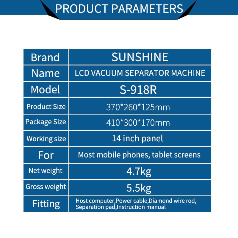 SUNSHINE S-918R 14 INCH work area for phone and tablet Heating Lcd Repair Separator Repair Machine - ORIWHIZ