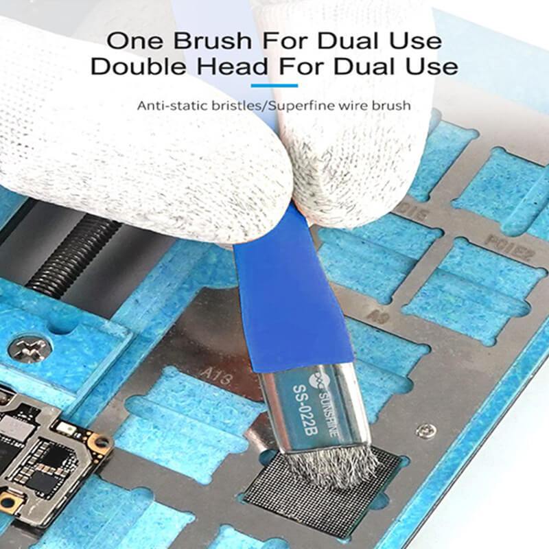 SUNSHINE SS-022B Two in one PCB Rework ESD Anti Static Dust Brush removal glue For Mobile Phone Tablet PCB BGA Repair Soldering - ORIWHIZ