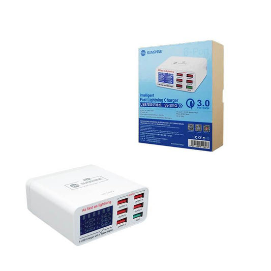 Sunshine SS-304Q 304D 6 Port USB Smart Fast Charge Station LCD Digital Charger For iPhone Samsung Huawei Xiaomi - ORIWHIZ