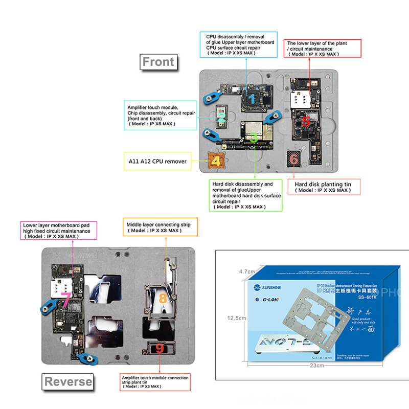 SUNSHINE SS-601K for IPhone X/XS/XS Max Mainboard BGA Reballing Kit Set Plant Tin Stencil PCB Solder Paste Motherboard tool - ORIWHIZ