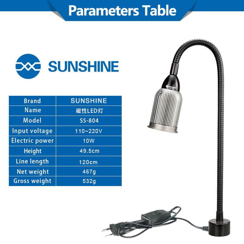 SUNSHINE SS-804 LED Light with Magnetic Base Aluminum Alloy Lampshade Portable Lamp Integrated LED Diodes Dedicated Concentrator - ORIWHIZ