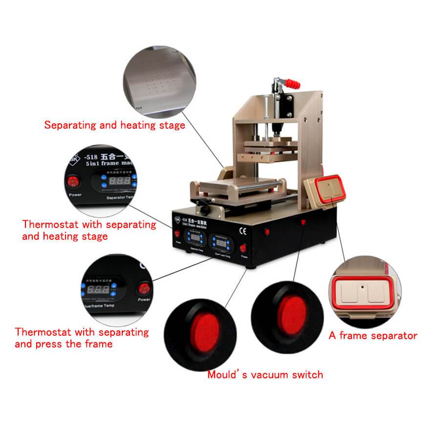 TBK 518 5in1 Refurbish Machine for LCD Screen Separate Frame Laminator Middle Bezel Separate Remove Glue Machine - ORIWHIZ