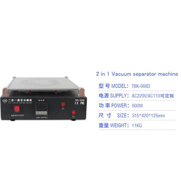 TBK 968D Separator Machine 19 inch separator Build-in Vacuum Pump LCD Touch Screen Repair Machine - ORIWHIZ
