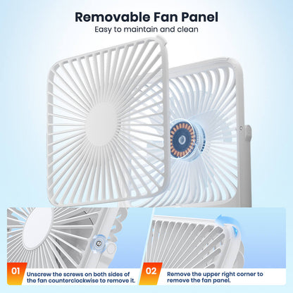 US Warehouse | Warmco 10000mAh Portable 7-Inch Travel Fan – Ultra-Thin Battery Operated Mini Desk Fan with Digital Display, 10–24H Runtime, for Bedroom, Camping, Cruise Essentials & Outdoor Use