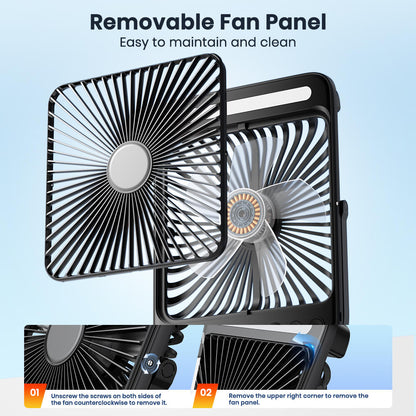 US Warehouse | Warmco 20000mAh 8-Inch Portable Camping Fan with LED Light – Rechargeable, Ultra-Thin, 15–48H Runtime, Ideal for Travel, Outdoor, Indoor, Cruise Essentials