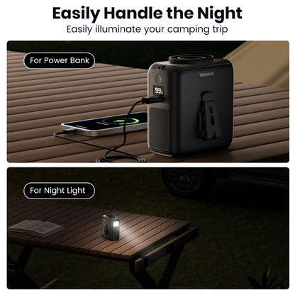 US Warehouse | Warmco 20000mAh Portable Waist Fan – Rechargeable Clip-On Personal Fan with 10 Speeds, 40H Runtime, 16000RPM Powerful Airflow, Hands-Free Belt & Neck Cooling Fan for Outdoor Work, Construction, Camping, Gardening, Travel & Jobsite Use