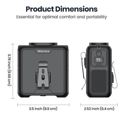 US Warehouse | Warmco 20000mAh Portable Waist Fan – Rechargeable Clip-On Personal Fan with 10 Speeds, 40H Runtime, 16000RPM Powerful Airflow, Hands-Free Belt & Neck Cooling Fan for Outdoor Work, Construction, Camping, Gardening, Travel & Jobsite Use