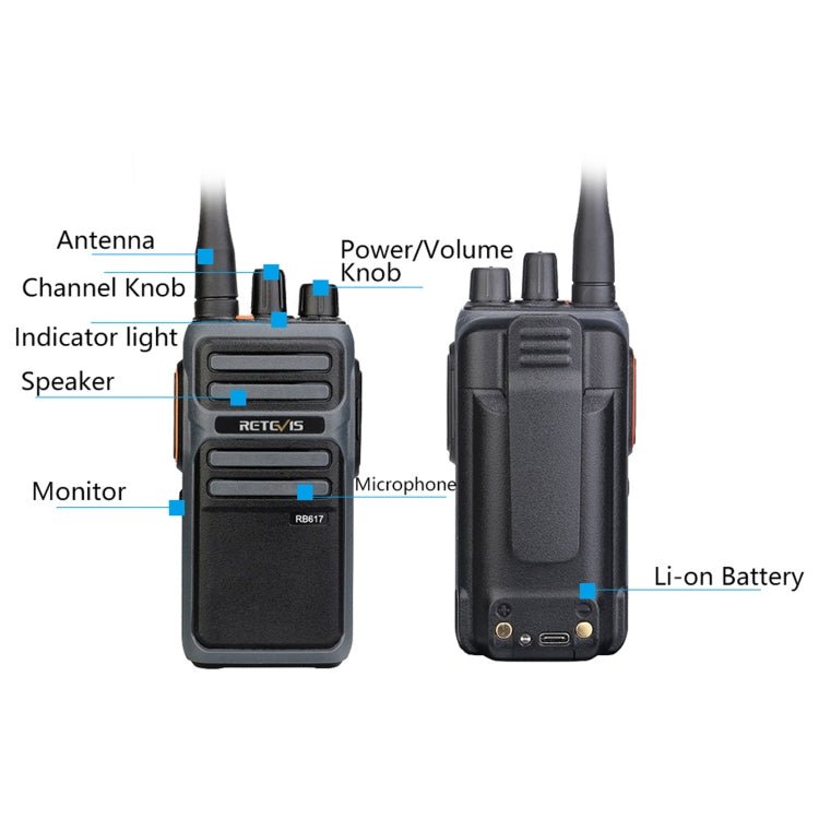 1 Pair RETEVIS RB617 PMR446 16CHS License - free Two Way Radio Handheld Walkie Talkie, EU Plug, RB617 - ORIWHIZConsumer ElectronicsHandheld Walkie TalkieRETEVIS