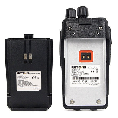 1 Pair RETEVIS RT21 2.5W US Frequency 400 - 480MHz 16CH Handheld Walkie Talkie, US Plug, RT21 US Plug - ORIWHIZConsumer ElectronicsHandheld Walkie TalkieRETEVIS