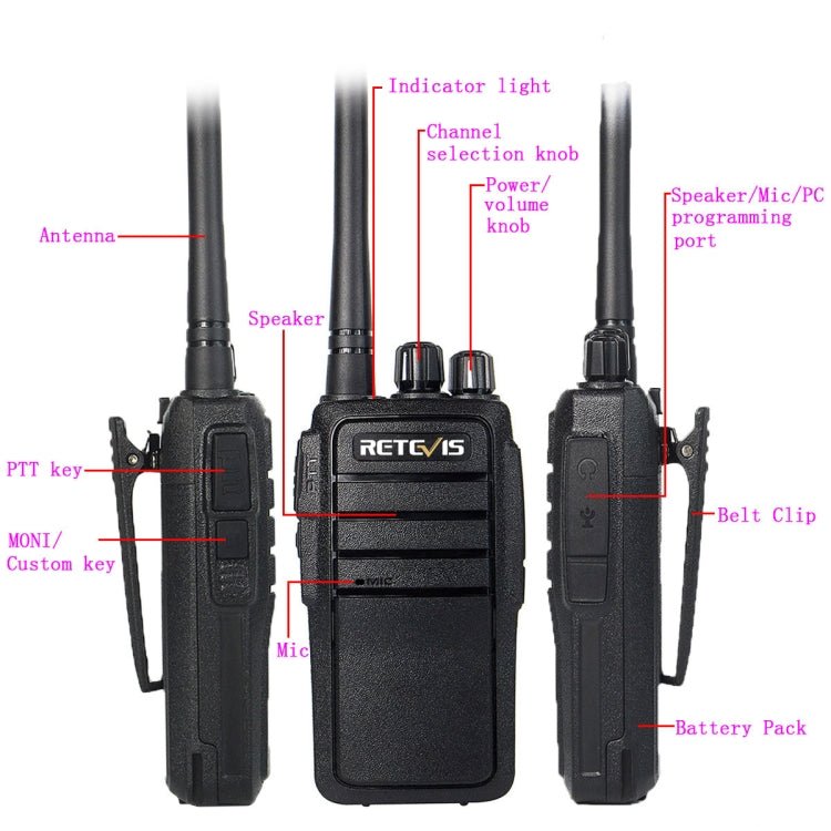 1 Pair RETEVIS RT21 2.5W US Frequency 400 - 480MHz 16CH Handheld Walkie Talkie, US Plug, RT21 US Plug - ORIWHIZConsumer ElectronicsHandheld Walkie TalkieRETEVIS