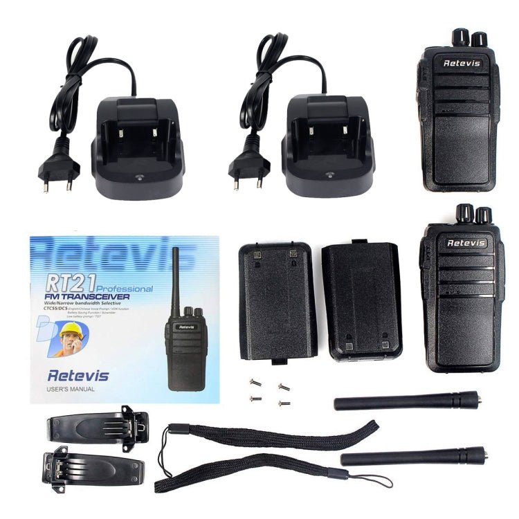 1 Pair RETEVIS RT21 2.5W US Frequency 400 - 480MHz 16CH Handheld Walkie Talkie, US Plug, RT21 US Plug - ORIWHIZConsumer ElectronicsHandheld Walkie TalkieRETEVIS