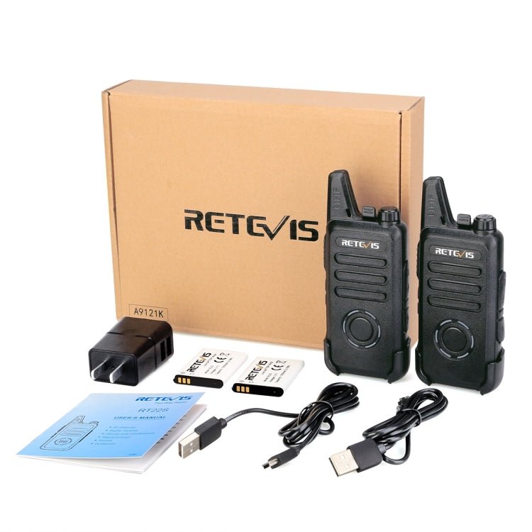 1 Pair RETEVIS RT22S US Frequency 22CHS FRS License - free Two Way Radio Handheld Walkie Talkie, US Plug, RT22S - ORIWHIZConsumer ElectronicsHandheld Walkie TalkieRETEVIS