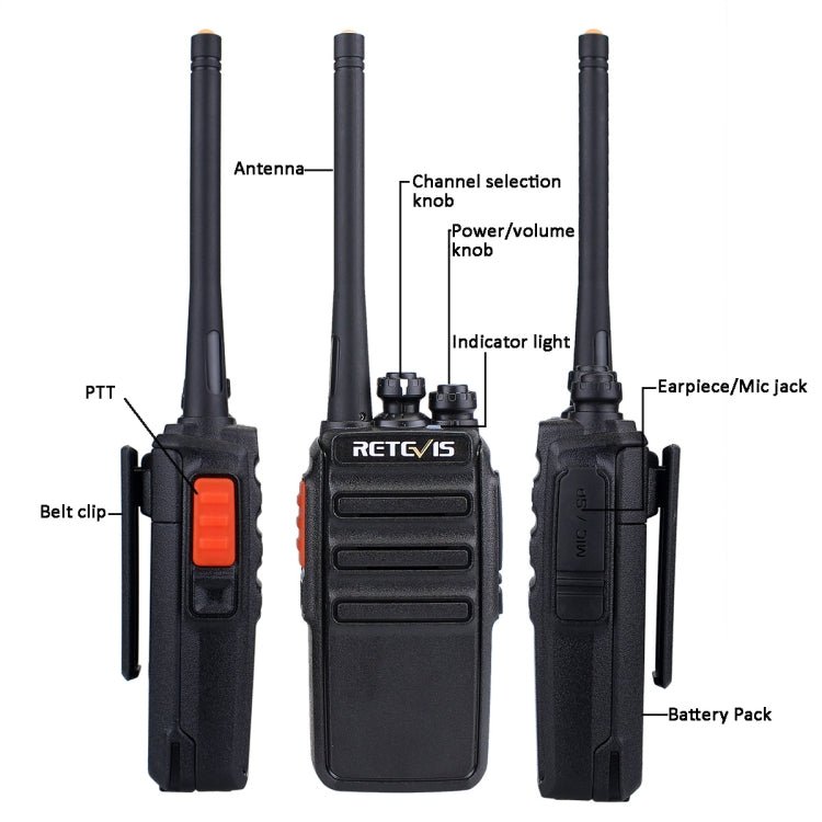 1 Pair RETEVIS RT24 EU Frequency PMR 446/400 - 470MHz 16CHS Two Way Radio Handheld Walkie Talkie, EU Plug, RT24 - ORIWHIZConsumer ElectronicsHandheld Walkie TalkieRETEVIS
