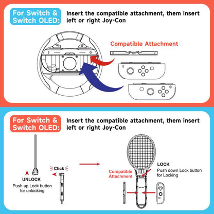 10 - in - 1 Motion Sports Bundle for Nintendo Switch 2/Switch Tennis Racket, Golf Club, Fencing, Racing Wheel & Multi - Game Accessories, 10 - in - 1 - ORIWHIZGame AccessoriesGamepadsNintendo Accessories