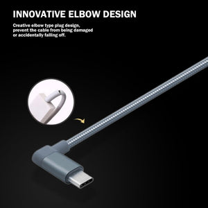 1.2m 2A 90 Copper Wires Woven Elbow USB - C / Type - C 3.1 to USB 2.0 Data / Charger Cable - ORIWHIZ