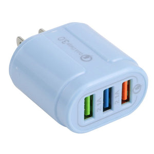 13 - 222 QC3.0 USB + 2.1A Dual USB Ports Macarons Travel Charger,, EU Plug, US Plug - ORIWHIZ