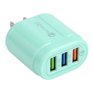 13 - 222 QC3.0 USB + 2.1A Dual USB Ports Macarons Travel Charger,, EU Plug, US Plug - ORIWHIZ