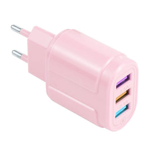 13 - 222 QC3.0 USB + 2.1A Dual USB Ports Macarons Travel Charger,, EU Plug, US Plug - ORIWHIZ