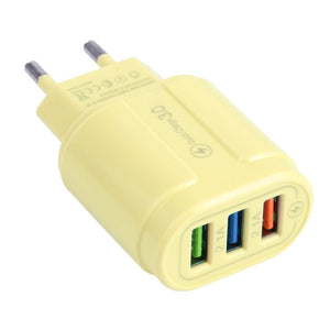 13 - 222 QC3.0 USB + 2.1A Dual USB Ports Macarons Travel Charger,, EU Plug, US Plug - ORIWHIZ