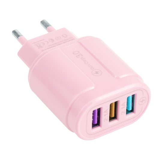 13 - 222 QC3.0 USB + 2.1A Dual USB Ports Macarons Travel Charger,, EU Plug, US Plug - ORIWHIZ