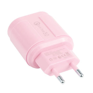 13 - 3 QC3.0 Single USB Interface Macarons Travel Charger,, EU Plug, US Plug - ORIWHIZ