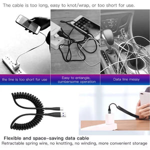 1.5m Spring Telescopic Mobile Phone Fast Charging Data Cable, USB to 8 Pin, USB to Type - C, USB to Micro USB - ORIWHIZ