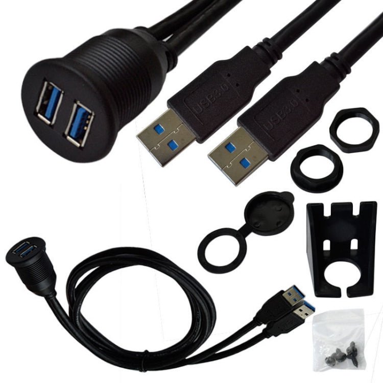 1m Flush Mount USB 3.0 Dock Car Ship Motorcycle Dashboard Panel Male to Female Data Waterproof Extension Cord, For Cable Length: 1m - ORIWHIZCar Replacement PartsDIY CablesIn Car