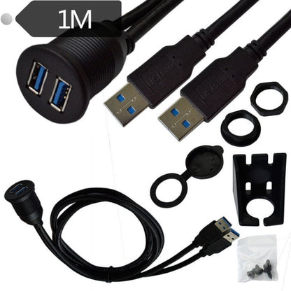 1m Flush Mount USB 3.0 Dock Car Ship Motorcycle Dashboard Panel Male to Female Data Waterproof Extension Cord, For Cable Length: 1m - ORIWHIZCar Replacement PartsDIY CablesIn Car