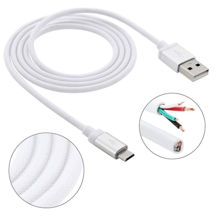 1m Net Style High Quality Metal Head Micro USB to USB Data / Charging Cable - ORIWHIZ