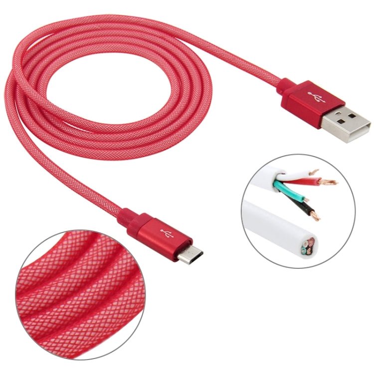 1m Net Style High Quality Metal Head Micro USB to USB Data / Charging Cable - ORIWHIZ