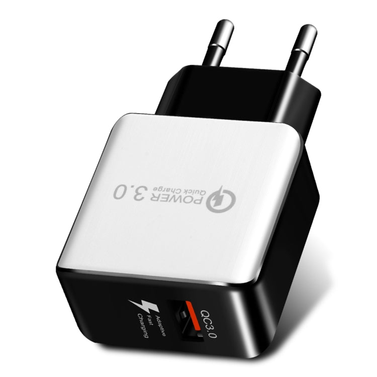 1USB QC 3.0 Wire Drawing Quick Charger EU Plug, QC 3.0 Black, QC 3.0 White - ORIWHIZ